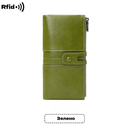 💼Wielofunkcyjny portfel, ręcznie wykonany ze skóry, szczotka antykradzieżowa, podwójny zamek błyskawiczny