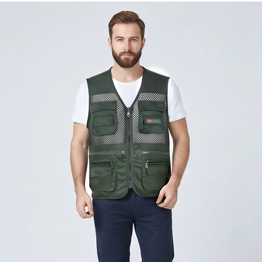 🔥Vestă multifuncțională de vară pentru bărbați cu buzunare multiple, ideală pentru drumeții, pescuit și activități în aer liber【XL-4XL】