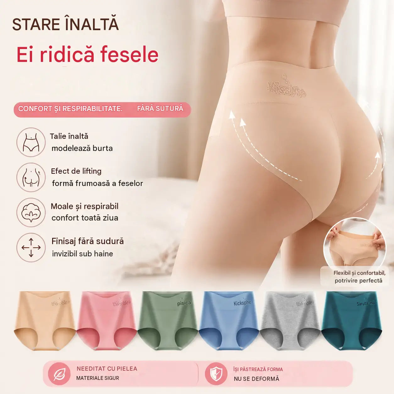 💖【Cumpără 3 și primești 3 gratis】Brântă cu talie înaltă pentru ridicarea feselor, confecționată din bumbac de înaltă calitate✨️ (45-105 kg)