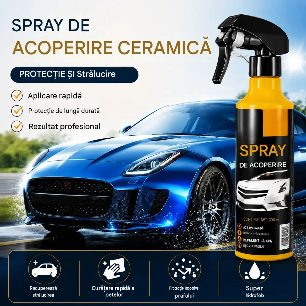 Spray hidrofob cu nano-acoperire pentru mașini