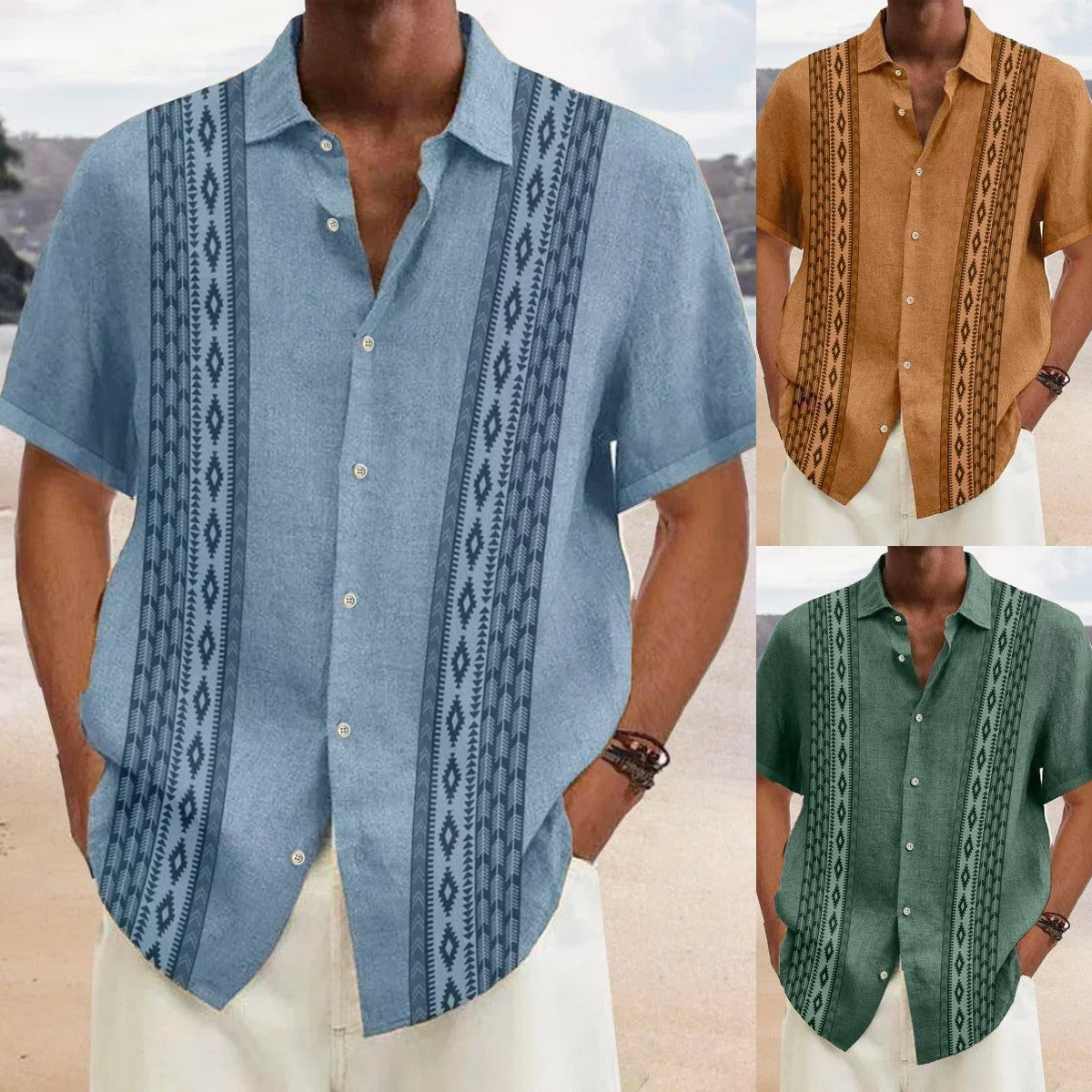 🎁✨【S-5XL】Camisa de verano de manga corta con solapa para hombre