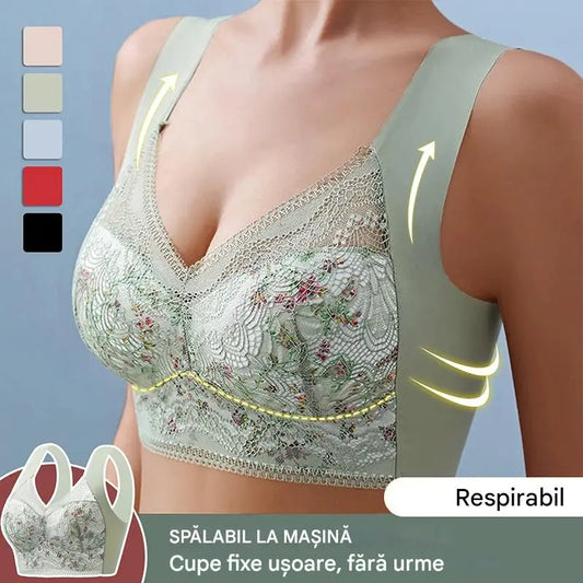 🔥【3 buc】💕🎁【40kg-100kg】Sutien de mărime mare din mătase de gheață fără cusături, respirabil și reglabil