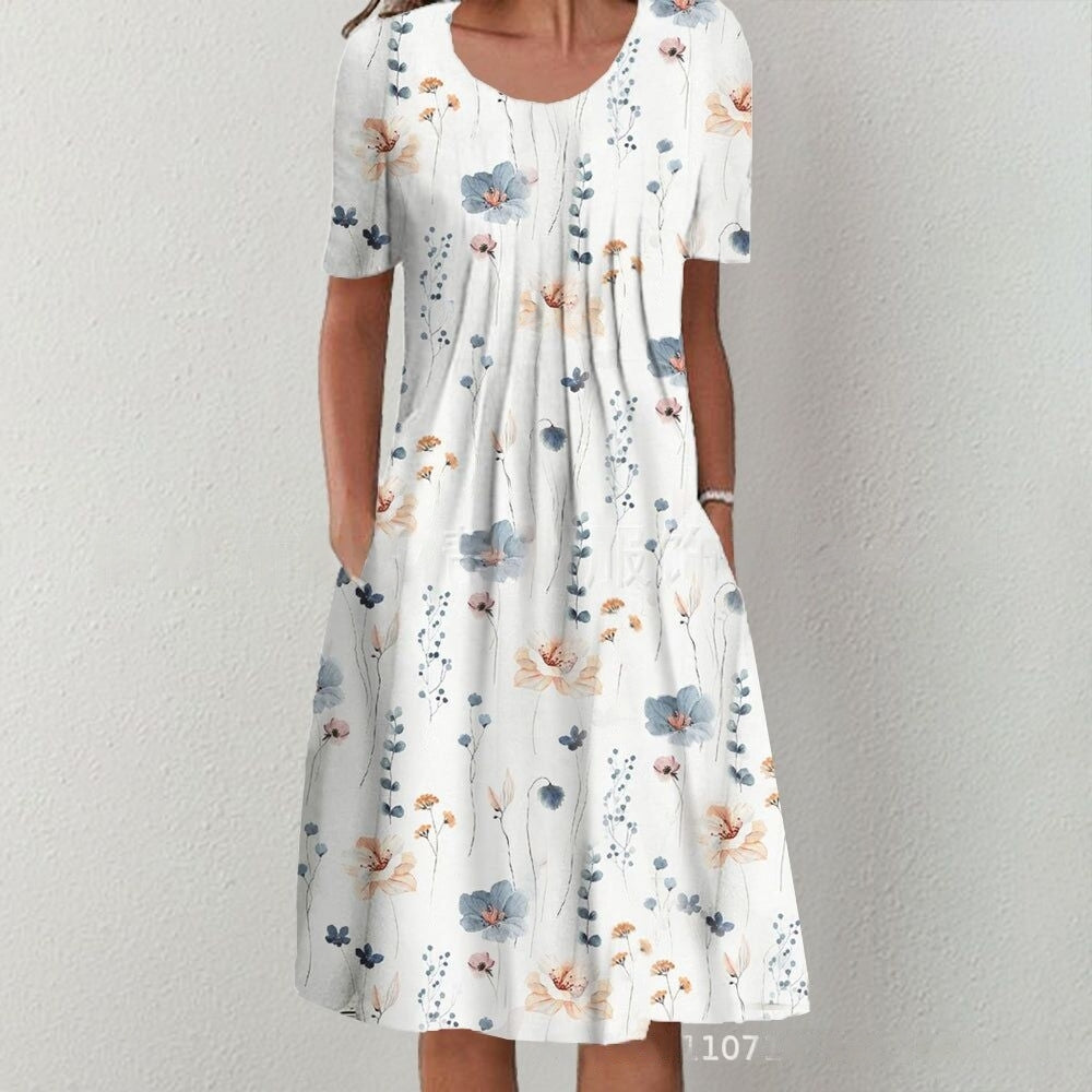 🔥S-5XL💗 Rochie midi cu imprimeu de grădină, nouă în 2026