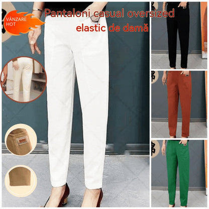 🔥【30%OFF！】🔥【M-6XL】🍃Pantaloni casual elastici respirabili cu talie înaltă pentru femei de vară