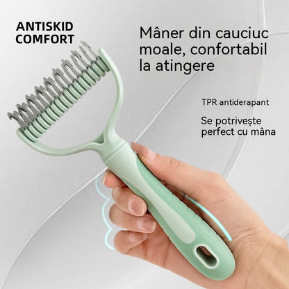 🐶【Cumpără 1 Primești 1 Gratuit】-2buc--🧹 Perie autocurățătoare cu două fețe pentru animale de companie: Îndepărtează părul mort și reduce năpârlirea la câini și pisici