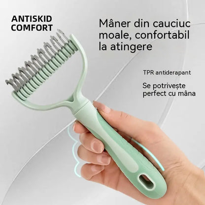 🐶【Cumpără 1 Primești 1 Gratuit】-2buc--🧹 Perie autocurățătoare cu două fețe pentru animale de companie: Îndepărtează părul mort și reduce năpârlirea la câini și pisici