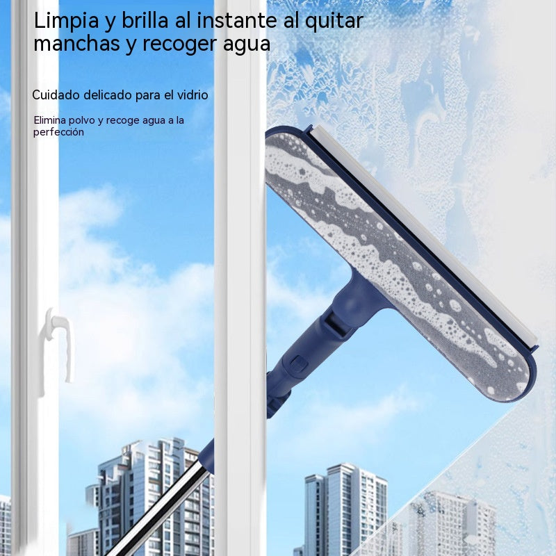 🧼✨ 2-in-1 Scrub & Squeegee Double-Sided Window Cleaner📏 with Extended Handle for High-Rise Glass Cleaning Tool