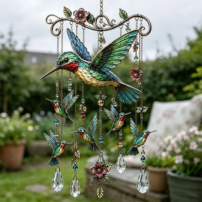 🐦Clopoțel de vânt din cristal cu colibri și model pictat în stil retro