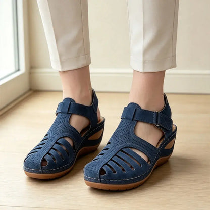 👍【Model îmbunătățit din piele naturală de calitate superioară】Sandale elegante și confortabile cu talpă moale