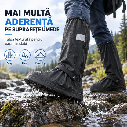 ☔ Protecție Supremă împotriva Ploii! Huse Înalte Impermeabile pentru Încălțăminte (Inălțime 40 cm)! Talpă Anti-Alunecare Grosă · PVC Rezistent · Disponibil pe Negru și Transparent!