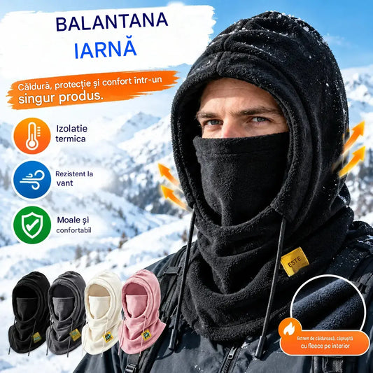 ❄️ Căciulă termică cu acoperire completă și căptușeală din fleece, care protejează împotriva frigului până la -20 °C. ⛷️ Perfectă pentru schi, motociclism și activități în aer liber.