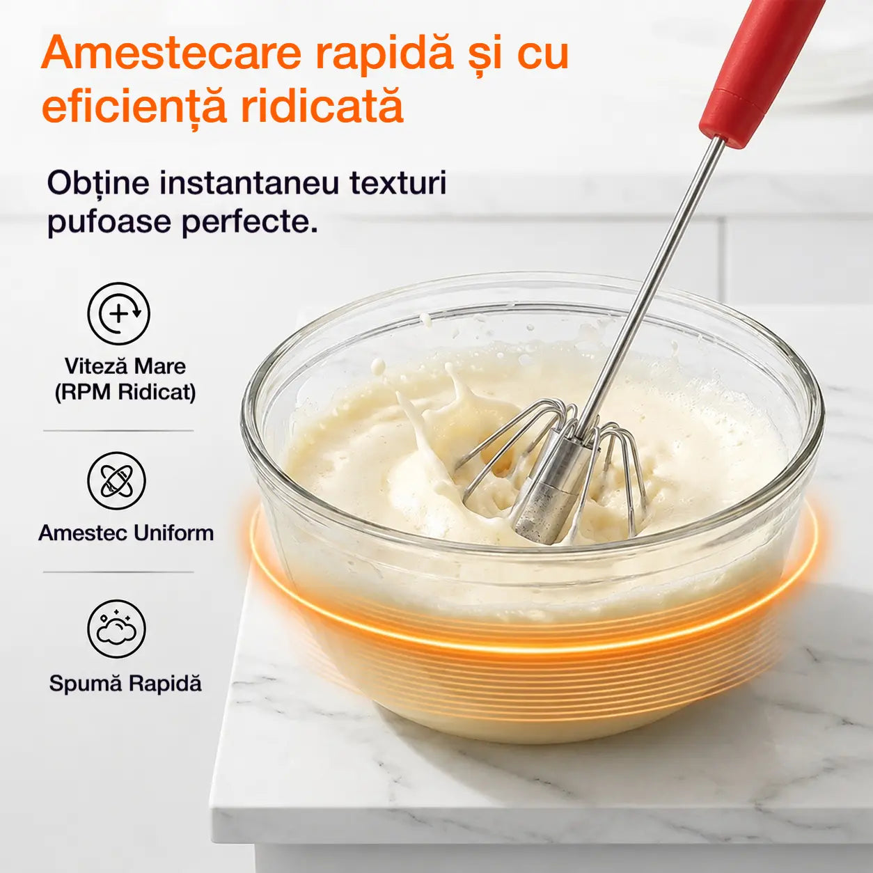🥳Cumpără 1 🥳Cumpără 1 Primești 1 Gratuit💪 🥚Tel manual semiautomat: se rotește prin simpla apăsare, fără electricitate. Bate ouăle și frișca rapid și ușor!