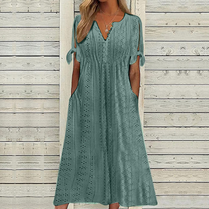 【🏆Cele mai bine vândute produse】👗 Rochie simplă și delicată, de culoare uni