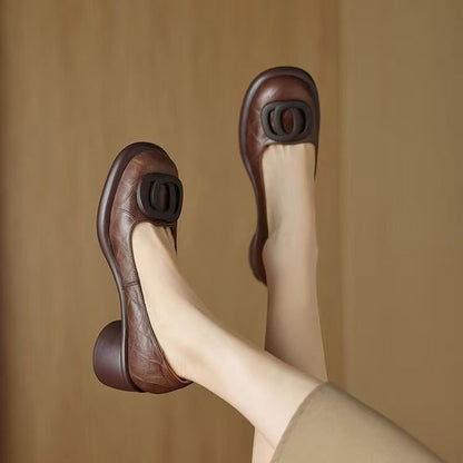 【35-40】Pantofi eleganți pentru femei cu toc gros, design retro și protecție împotriva apei