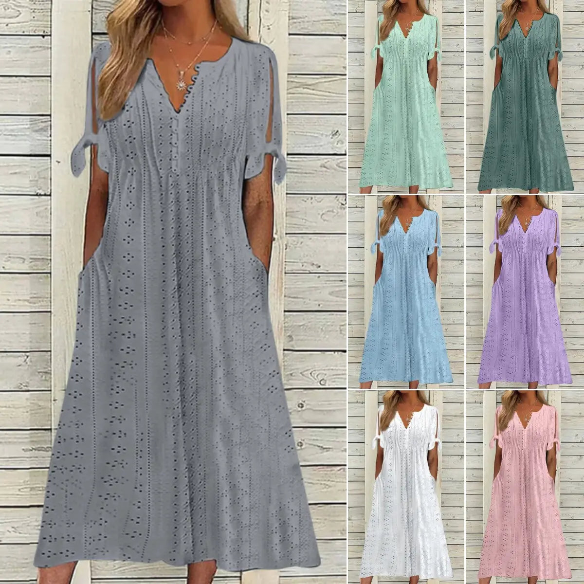 【🏆Cele mai bine vândute produse】👗 Rochie simplă și delicată, de culoare uni