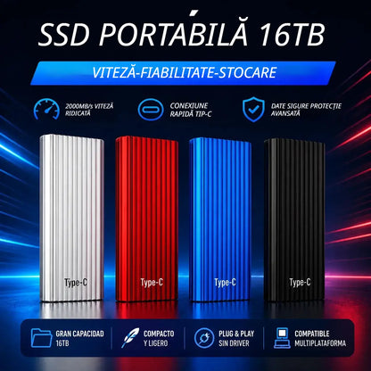 🏆Ofertă limitată ⚡🔥 SSD portabil mini de mare capacitate de 16TB, cu interfață USB Type-C