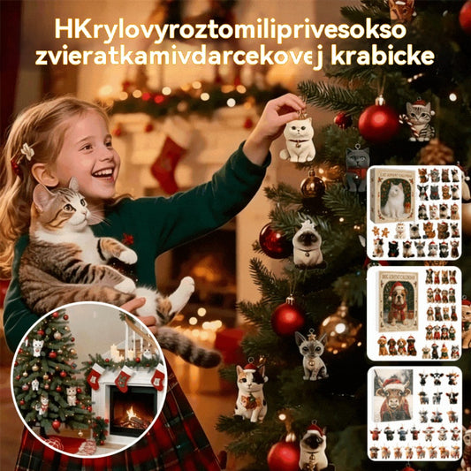 🎄✨【1 pudełko zawiera 24 ozdoby】Świąteczne ozdoby niespodzianki 2025 dla miłośników kotów, psów i krów