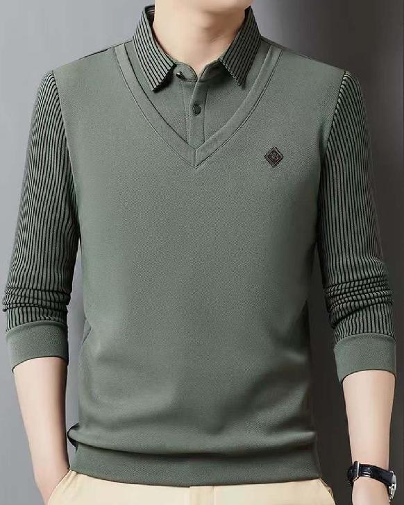 🔥 Ofertă sezonieră -50% 【M-4XL】👔 Set bărbătesc premium căptușit, călduros, cu cămașă cu mânecă lungă