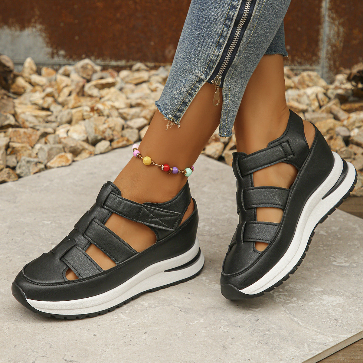💟【36-43】Sandale noi 2026 din piele naturală, cu talpă groasă și design modern