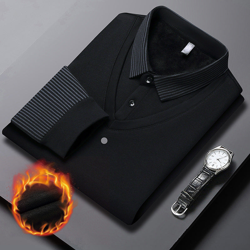 【M-4XL】 👔 Tricou Polo Bărbătesc cu Mânecă Lungă "2 în 1" · Căptușit și Călduros · Design Elegant cu Guler Clasicsi Mâneci cu Dungi · Stil Casual & Business!