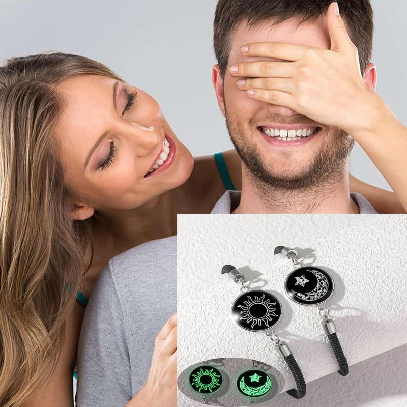 🎁💖Súprava 2 náramkov Slnko a Mesiac – Žiariace šperky pre páry pre lásku na diaľku