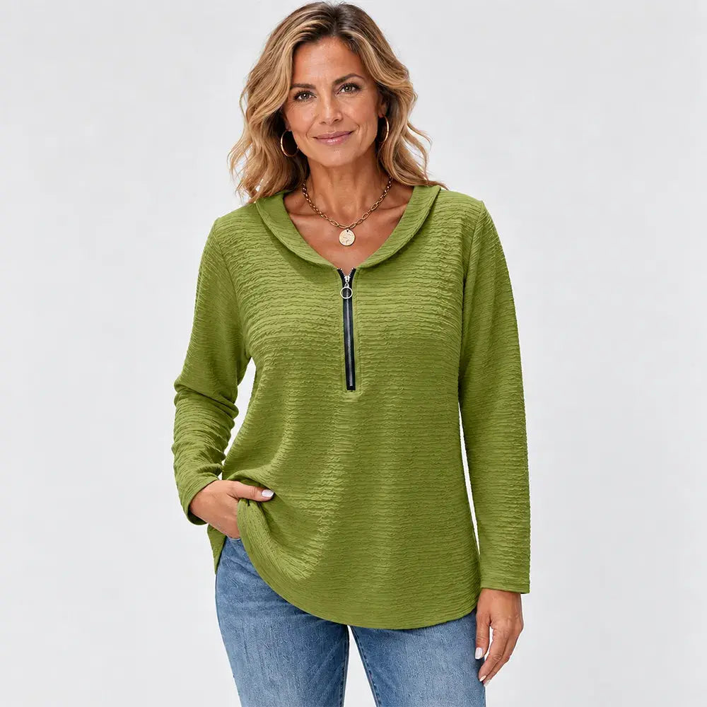 ✨Nou: La jumătate de preț✨ 【Mărimi S–5XL / 5 culori】Bluză uni cu guler Peter Pan – perfectă pentru suprapuneri sau pentru a fi purtată ca atare!