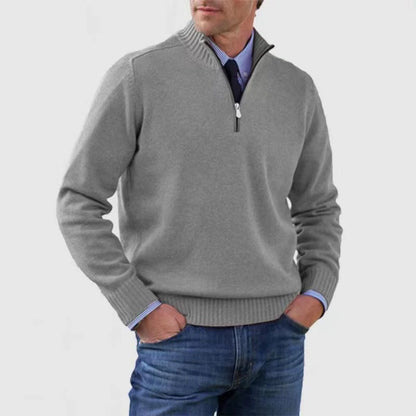 🧥✨ Suéter de punto con cremallera para hombre de talla grande, diseño simple y combinable.