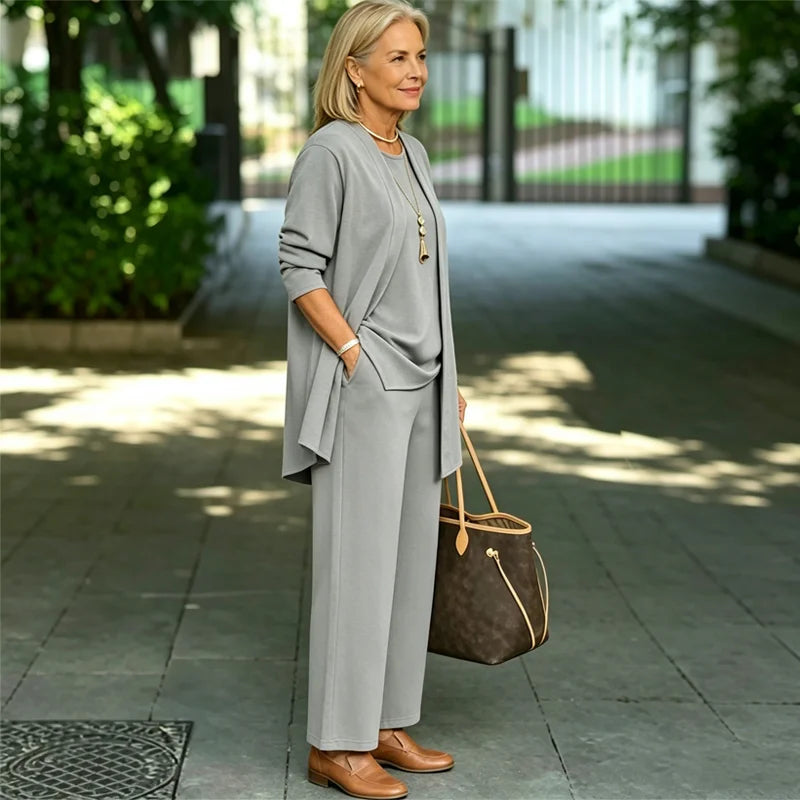 Compleu Premium din 3 Piese de Vară: Cardigan Fluid, Top Lejer și Pantaloni Dresaj Anti-Șifonare, Mărimi S-5XL