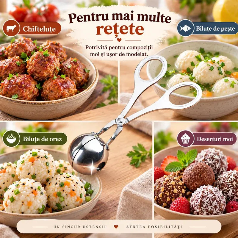 🧆 Clește Multifuncțional din Oțel Inox pentru Chiftele (1+1 GRATIS) - Forme Perfecte Fără Mâini Murdare!