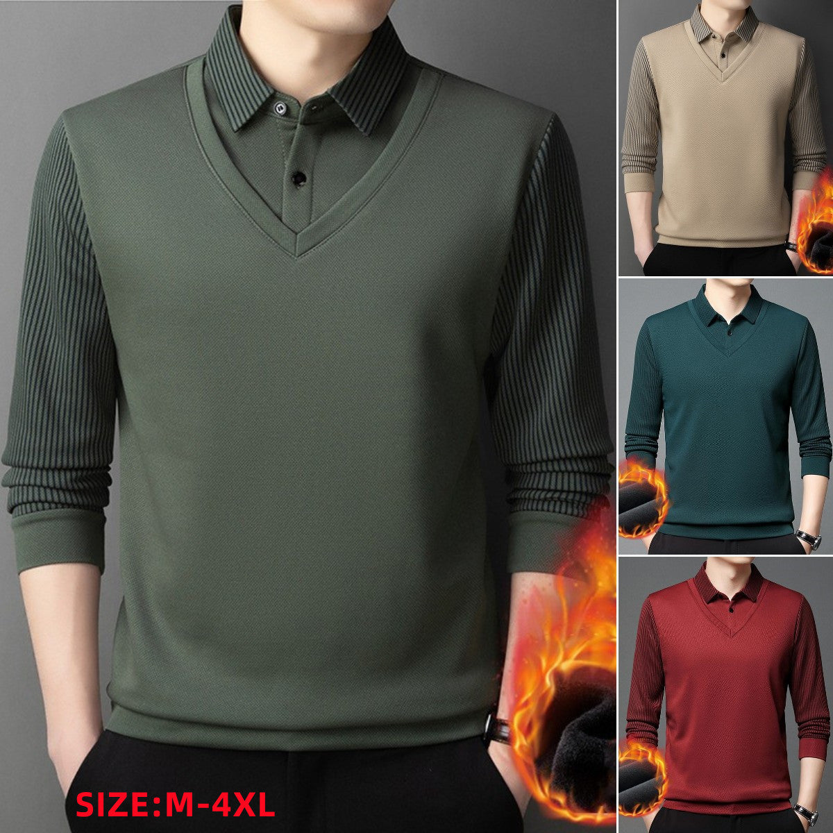 👔[M-4XL] Camisa cálida y engrosada con forro polar para hombre