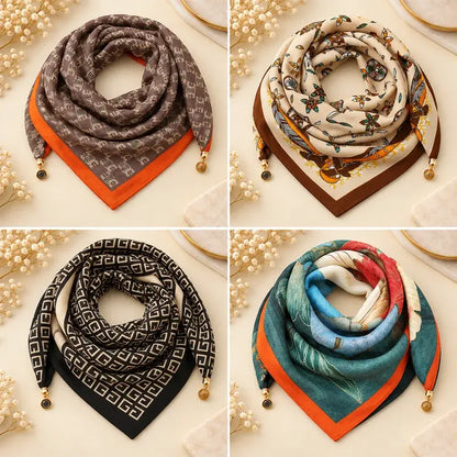🧣 Set 4 Eșarfe Triunghiulare cu Închidere Magnetică · Purtare Rapidă Fără Noduri · Material Moale Călduros · Versatilitate Maximă!