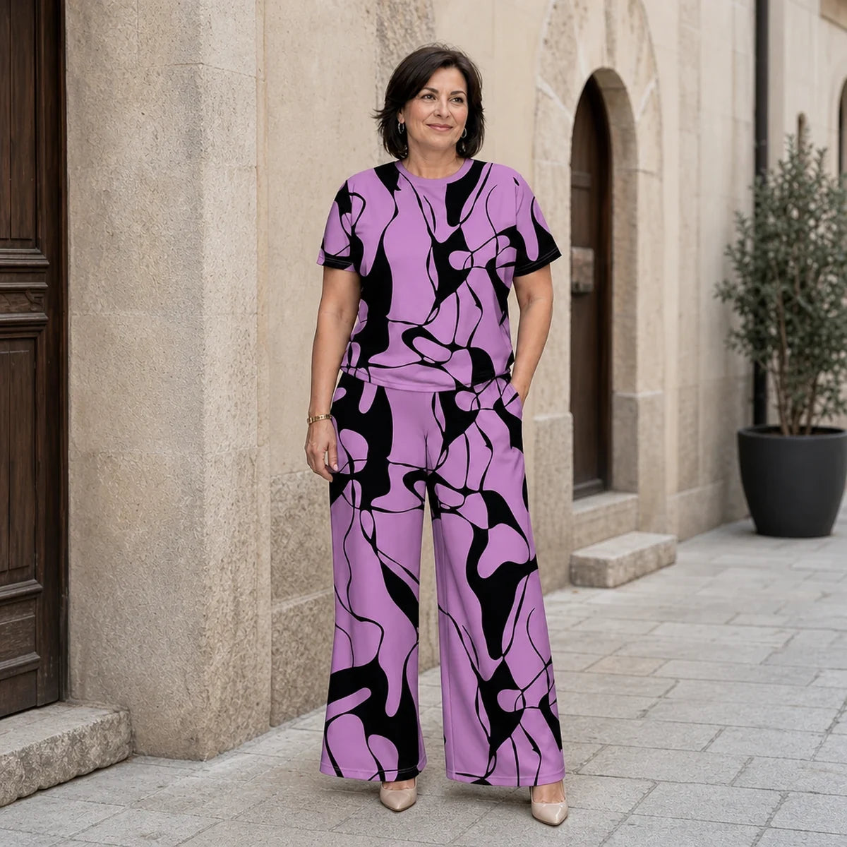 🛍️ Elegant și Lejer! Set Plus Size de Vară cu Imprimeu Geometric Modern | S-5XL