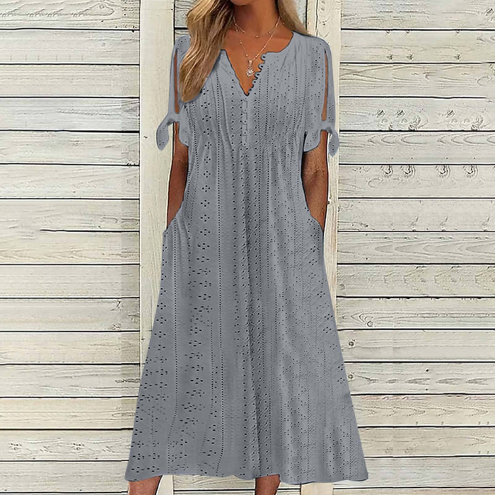 【🏆Cele mai bine vândute produse】👗 Rochie simplă și delicată, de culoare uni