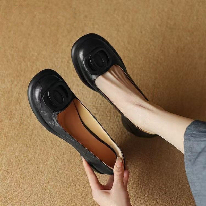 【35-40】Pantofi eleganți pentru femei cu toc gros, design retro și protecție împotriva apei