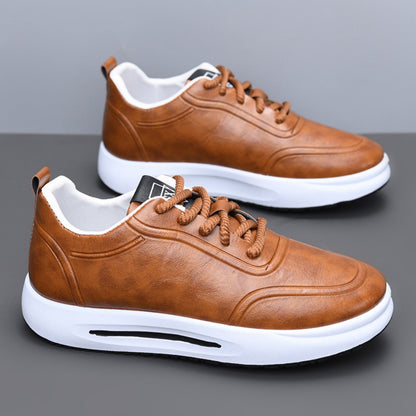 【39-44】Zapatos bajos de hombre en cuero PU impermeable con cordones y suela blanda