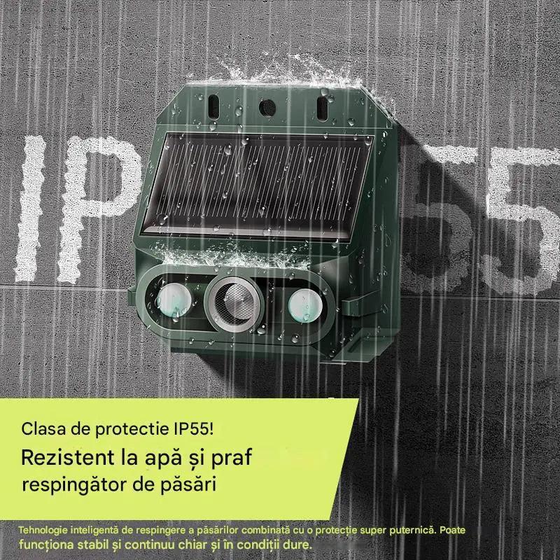 【🔥Cumpărați 1, primiți 1 gratuit】🔥Repelent solar cu ultrasunete pentru animale pentru exterior Repelent pentru păsări cu lumină infraroșu intermitent cu LED roșu și albastru