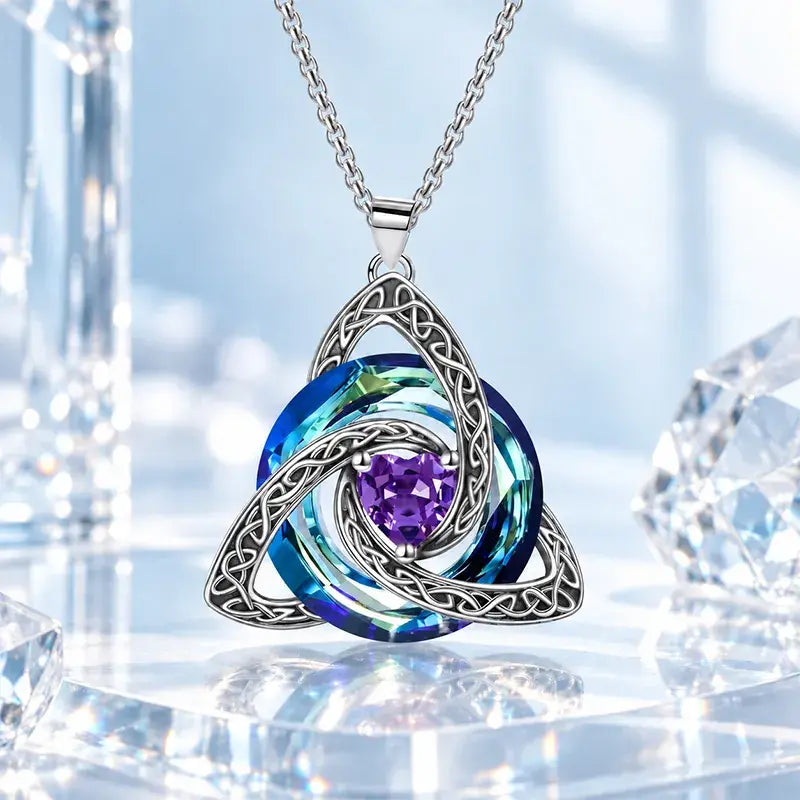 ✨ Lănțișor Elegant cu Pandantiv Nod Celtic și Piatră de Naștere (12 Culori Disponibile)! Design Deosebit în Formă de Inimă · Finisaj Electroplatit Premium · Cadoul Perfect!