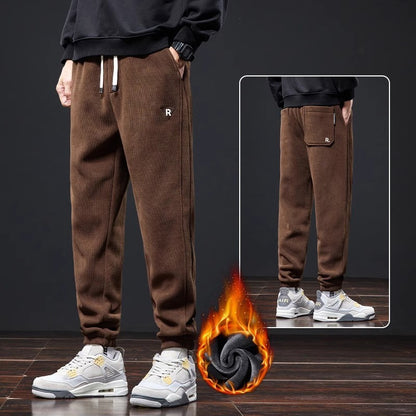 🔥【Precio especial】🔥【Tallas M-5XL】🖤Nuevos pantalones de invierno para hombre, forrados con polar y de pana gruesa, cálidos e informales._4212407