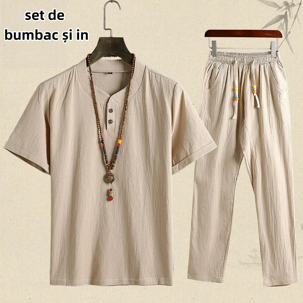 🔥🌈【M-5XL】【Topuri + Pantaloni】Costum casual bărbătesc din două piese, la modă✅Lejer✅Confortabil✅Respirabil