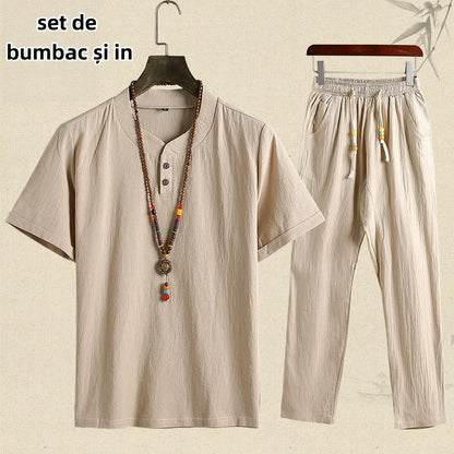 🔥🌈【M-5XL】【Topuri + Pantaloni】Costum casual bărbătesc din două piese, la modă✅Lejer✅Confortabil✅Respirabil
