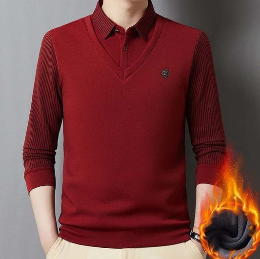 🔥 Ofertă sezonieră -50% 【M-4XL】👔 Set bărbătesc premium căptușit, călduros, cu cămașă cu mânecă lungă