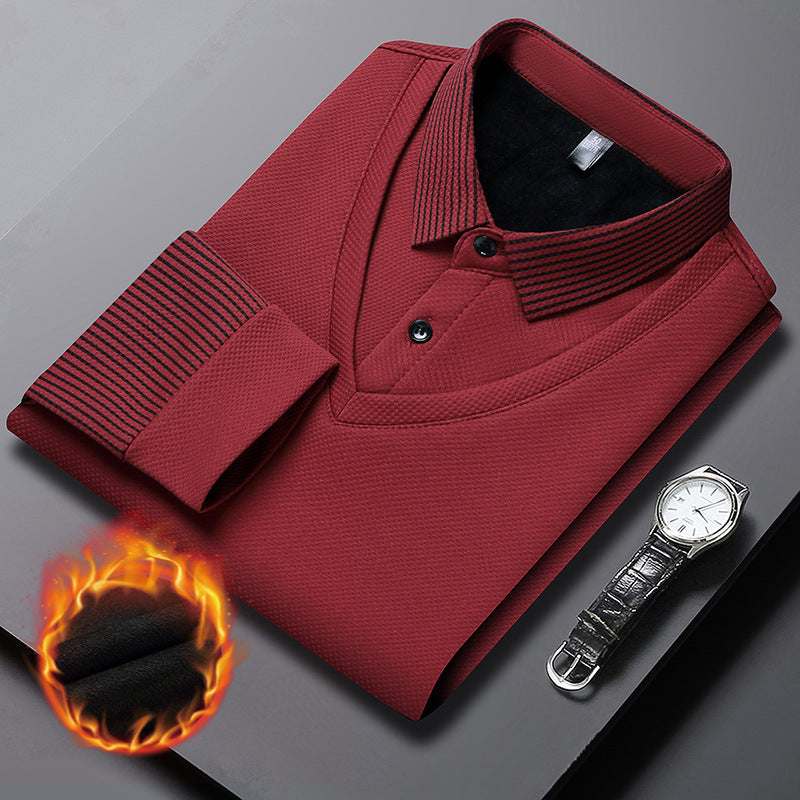 【M-4XL】 👔 Tricou Polo Bărbătesc cu Mânecă Lungă "2 în 1" · Căptușit și Călduros · Design Elegant cu Guler Clasicsi Mâneci cu Dungi · Stil Casual & Business!