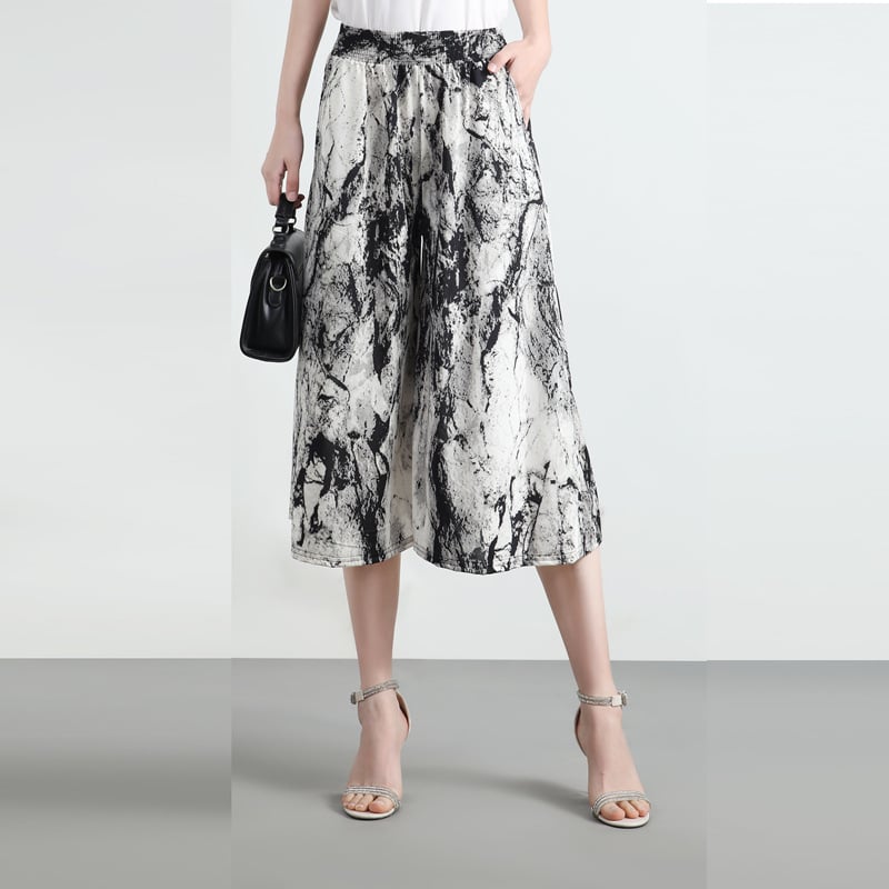 ❤️【Produs bestseller în magazin】❤️ Pantaloni largi cu talie înaltă și imprimeu – noul model de vară, ușori și moderni