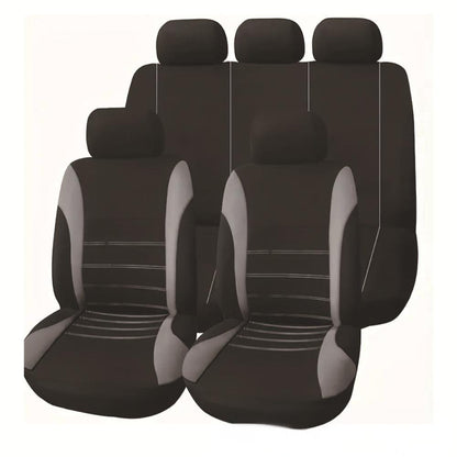 🚗🚗【50% zniżki】🔥Bestsellerowe uniwersalne pokrowce samochodowe z tkaniny z linią w talii, komplet na 5 miejsc【2 przednie siedzenia + 1 tylne siedzenie + 1 oparcie + 5 pokrowców na zagłówki】