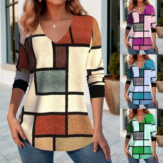 🔥【S–5XL】🌸Пролетен и есенен топ с V-образно деколте - модерен и удобен
