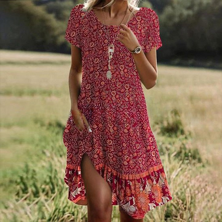🛒📣【Último día de la promoción】【S-3XL】💖👗Nuevo vestido casual estampado de cuello redondo para primavera y verano 2026 🌸🌞