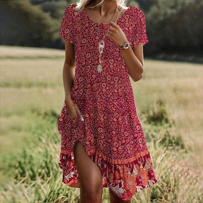 🛒📣【Último día de la promoción】【S-3XL】💖👗Nuevo vestido casual estampado de cuello redondo para primavera y verano 2026 🌸🌞