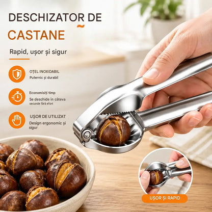 🌰2 bucăți la doar 139 lei🌰 Dispozitiv din inox pentru despicat castane — Rapid și fără efort!