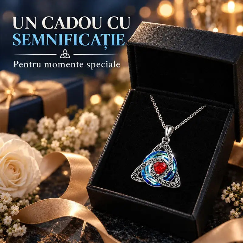 ✨ Lănțișor Elegant cu Pandantiv Nod Celtic și Piatră de Naștere (12 Culori Disponibile)! Design Deosebit în Formă de Inimă · Finisaj Electroplatit Premium · Cadoul Perfect!