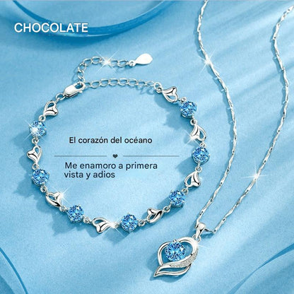 ✨✨Set pulsera de plata 925 + collar Corazón del Océano